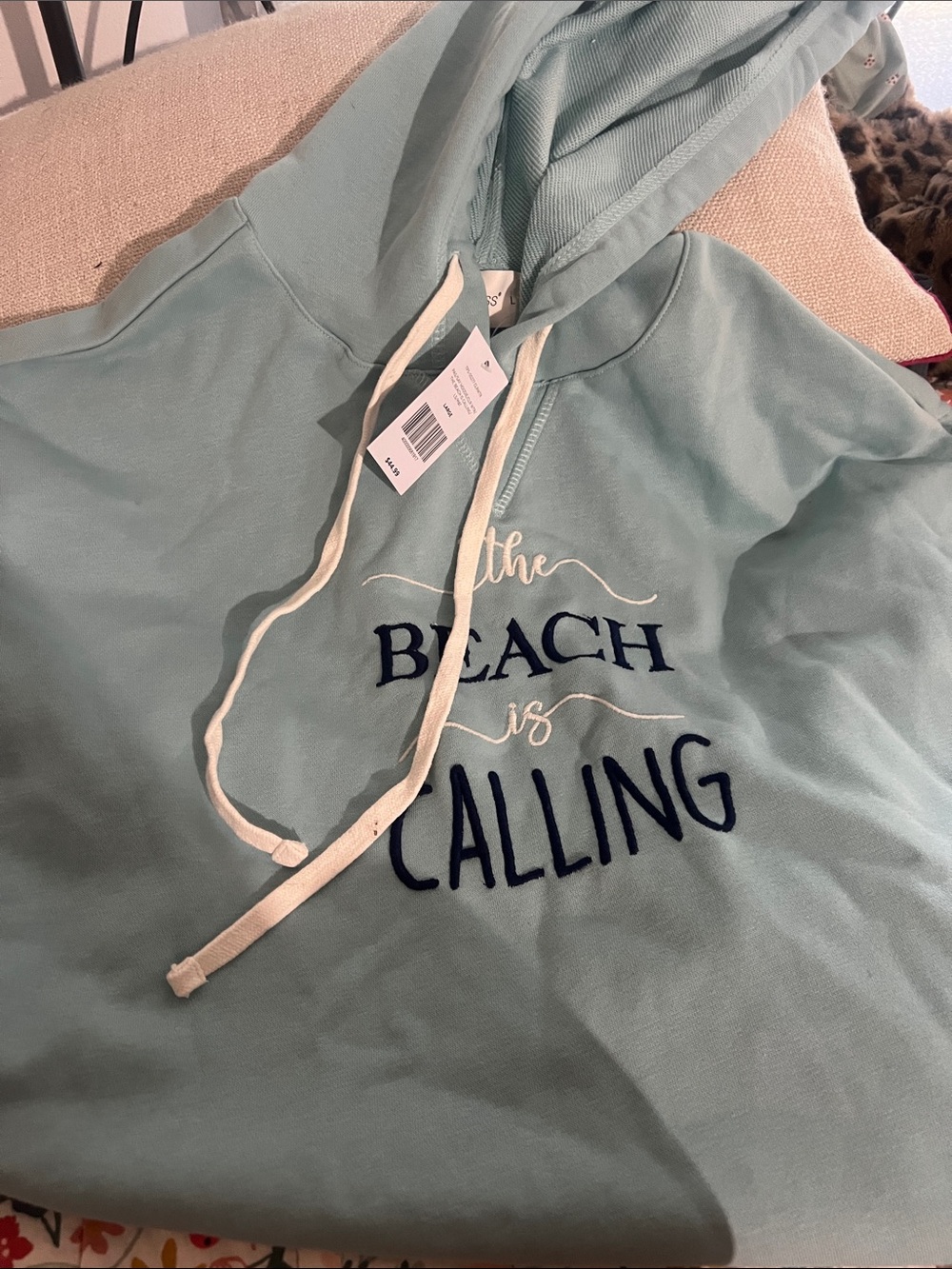 Kids' Light Aqua 'The Beach is Calling' Pullover Hoodie